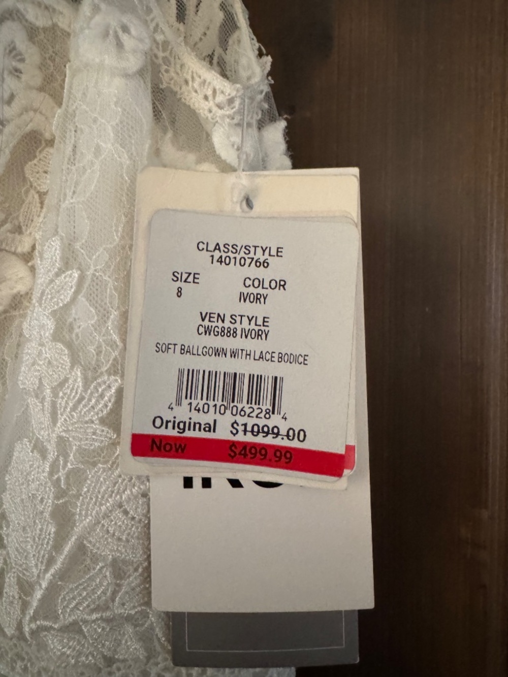 Oleg Cassini ivory wedding dress size 8 - Picture 6 of 7